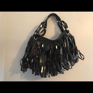 Beautiful black handbag with fringe shiny detail